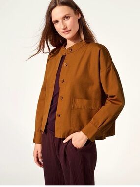 Eileen Fisher Women’s Lightweight Boxy Mandarin Collar Jacket